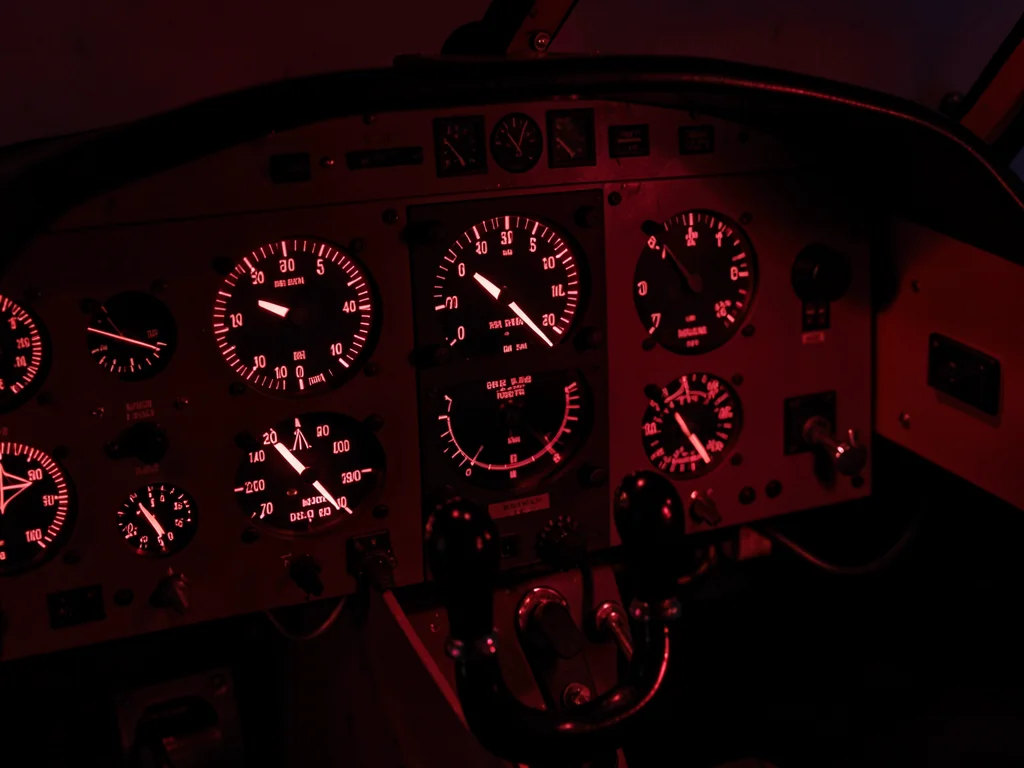 Night Cockpit Instrument Panel Red Light