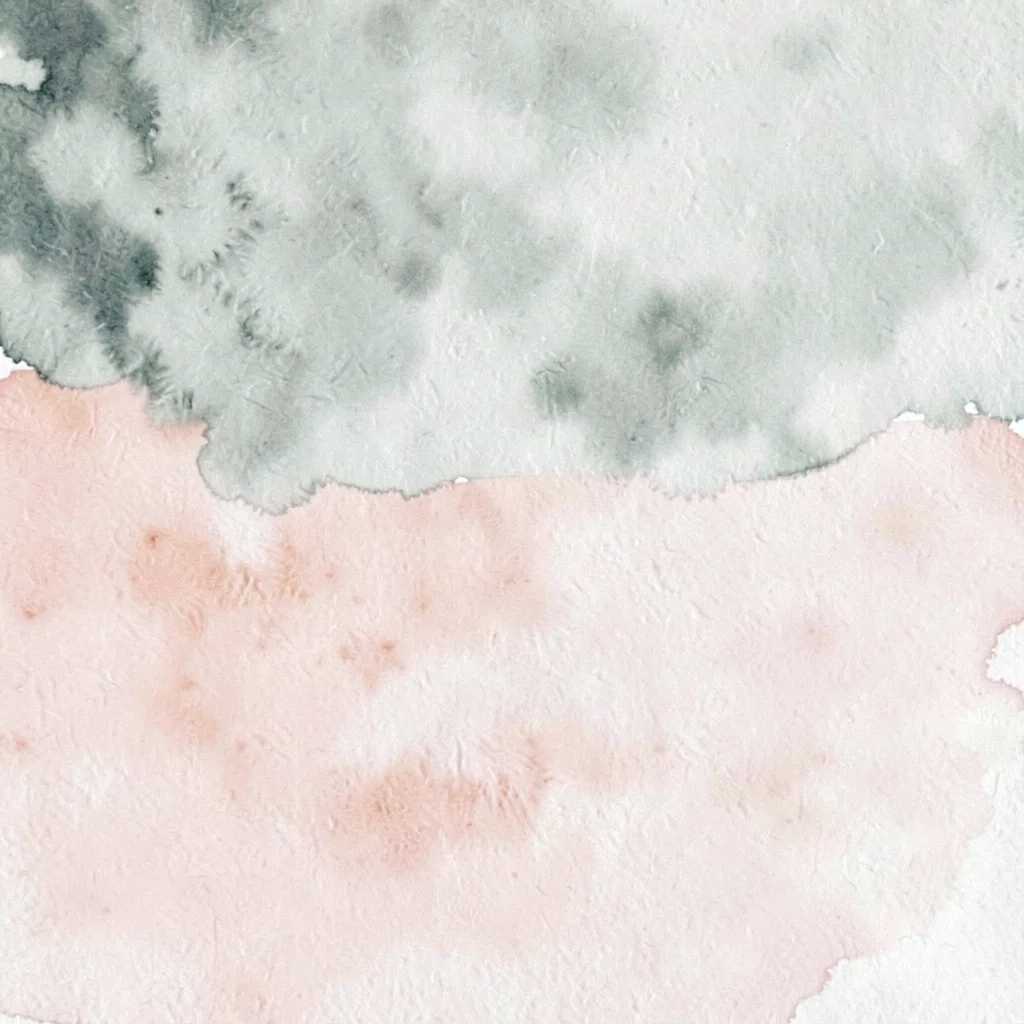 A pure color-field of pale rose-quartz meets a pure field of cool sage along a s
