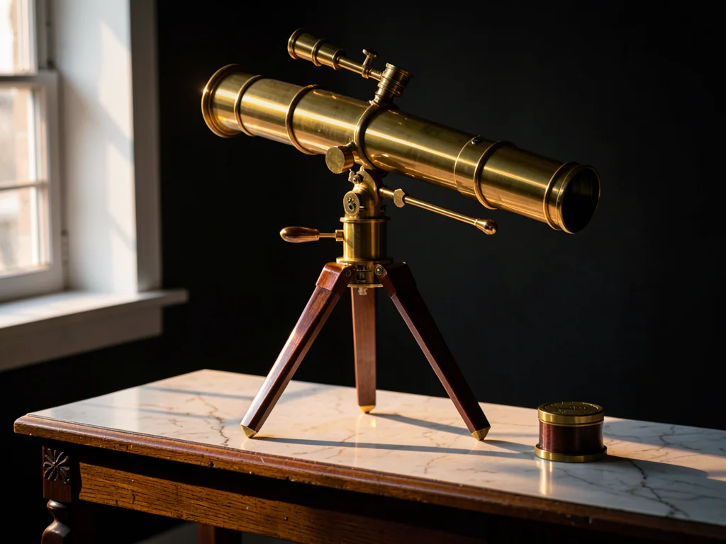 Refracting Telescope on Mahogany Tripod