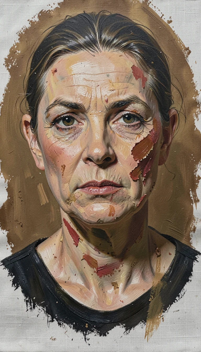 Oil painting, portrait, realistic but painterly, visible brushstrokes on linen, 
