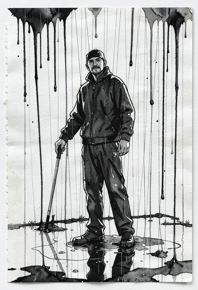 Person in rain drip