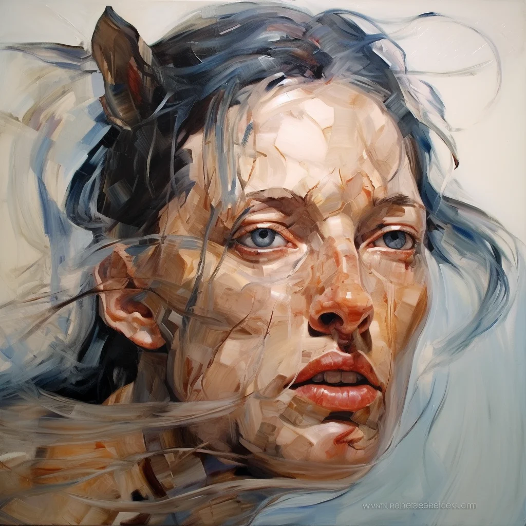 Painting portrait by Jenny Saville. bojak horseman