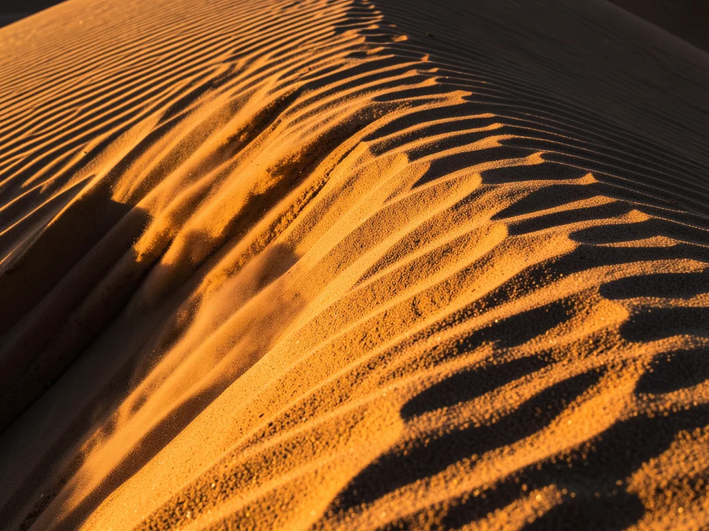 Avalanche face of a slip slope, sand cascading down the steep lee side of a dune