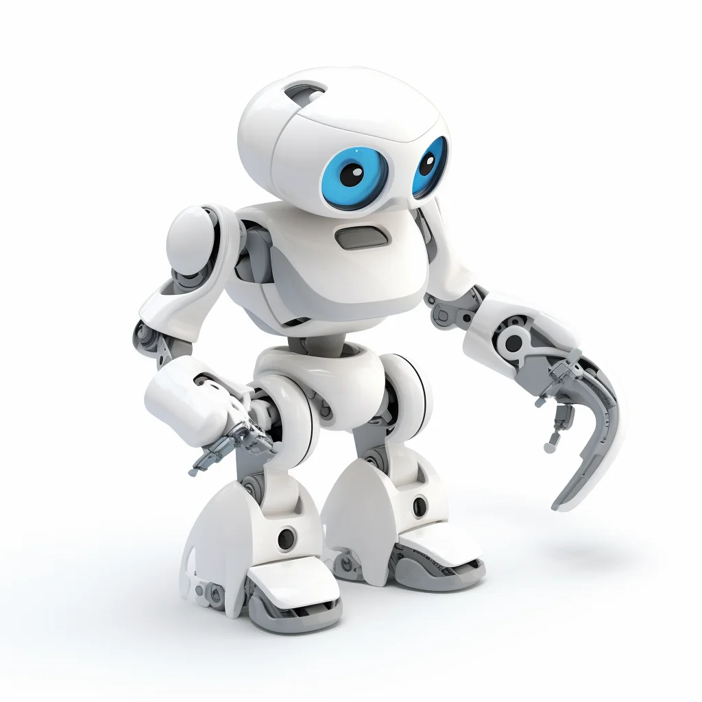 3D plastilina robot assembly tool on clean white back