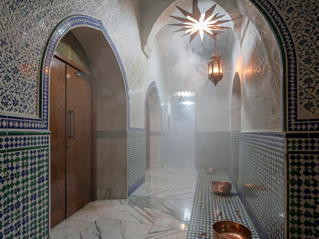 Hammam Corridor Arched Doorways in Steam