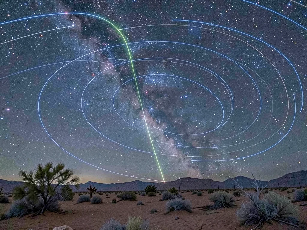 Trails with zodiacal light visible