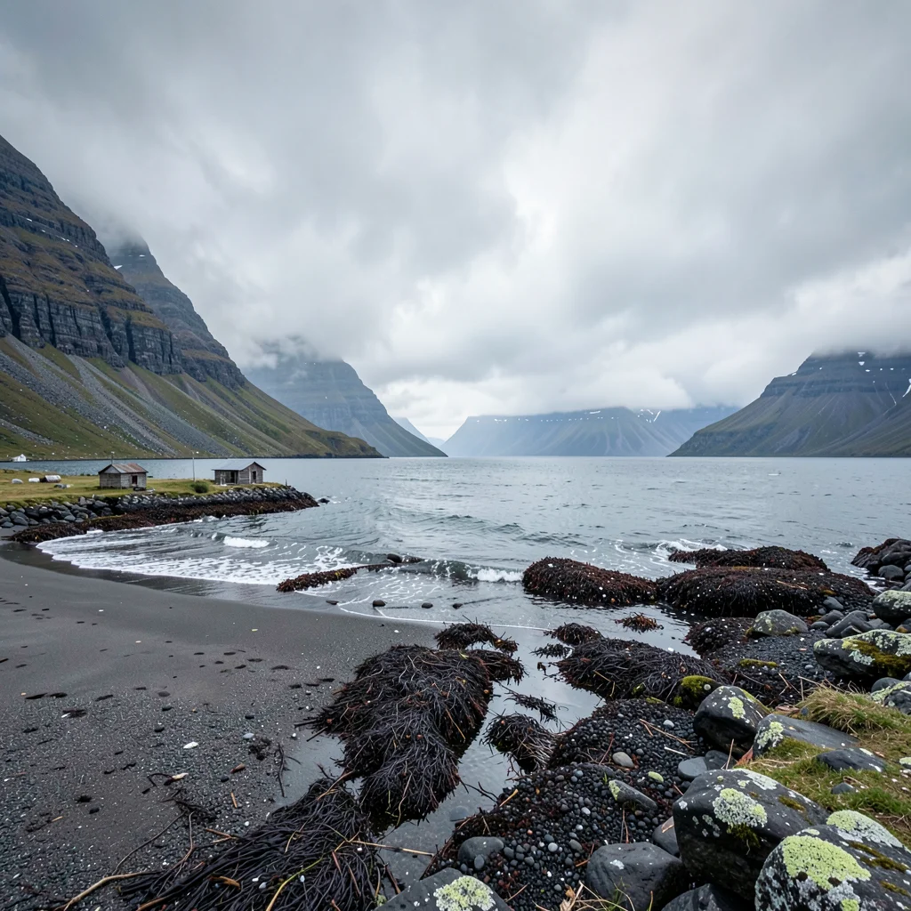 Icelandic isolation, Westfjords remoteness, Driftwood beach with no footprints, 