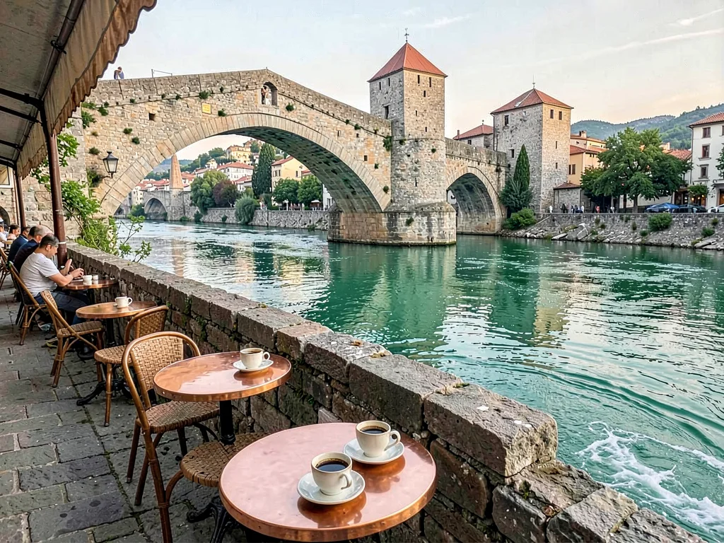 Riverside café on the Neretva