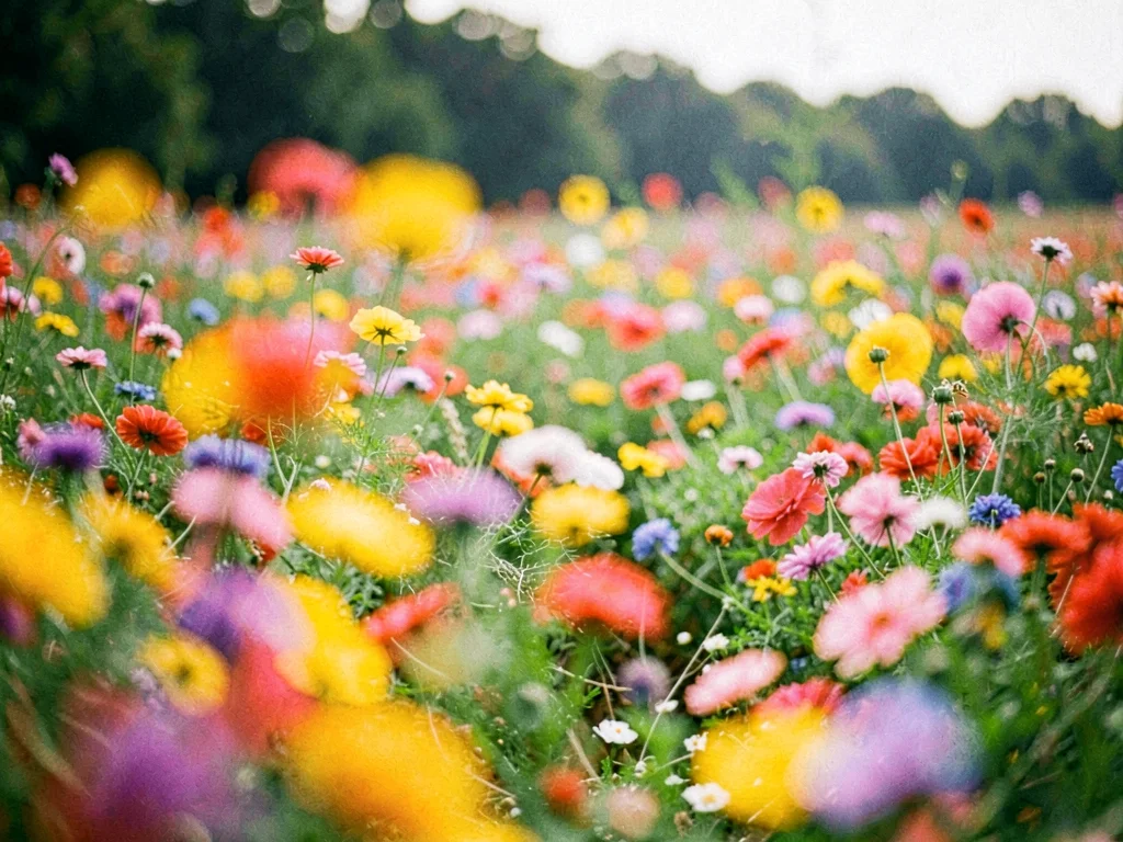 Flower field blur as color wash