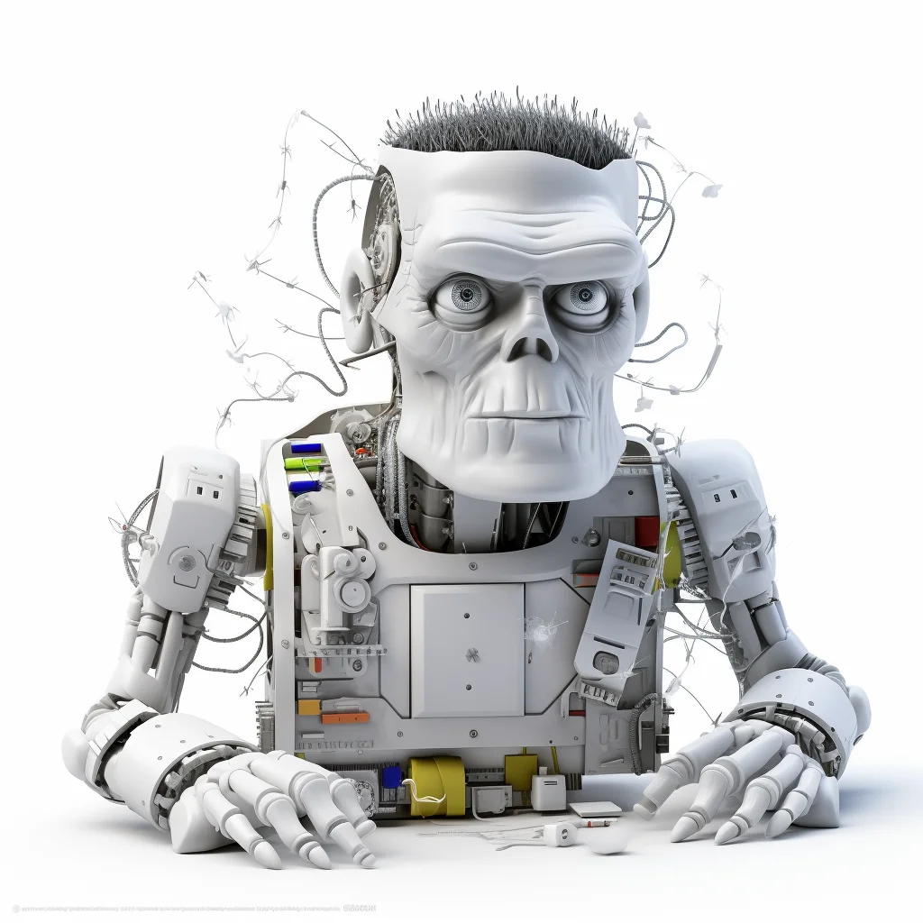 Illustration 3d plastilina create a robot frankenstei