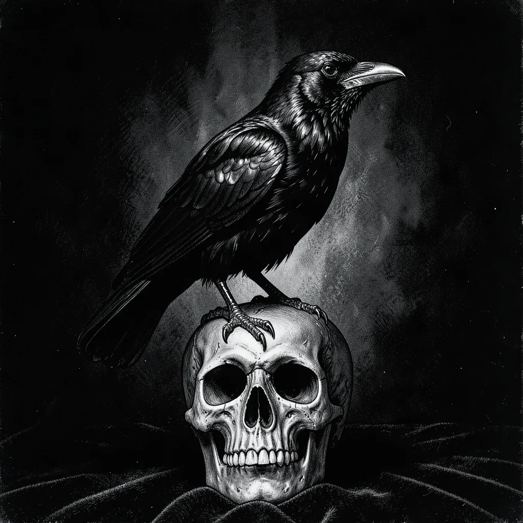 Raven and skull