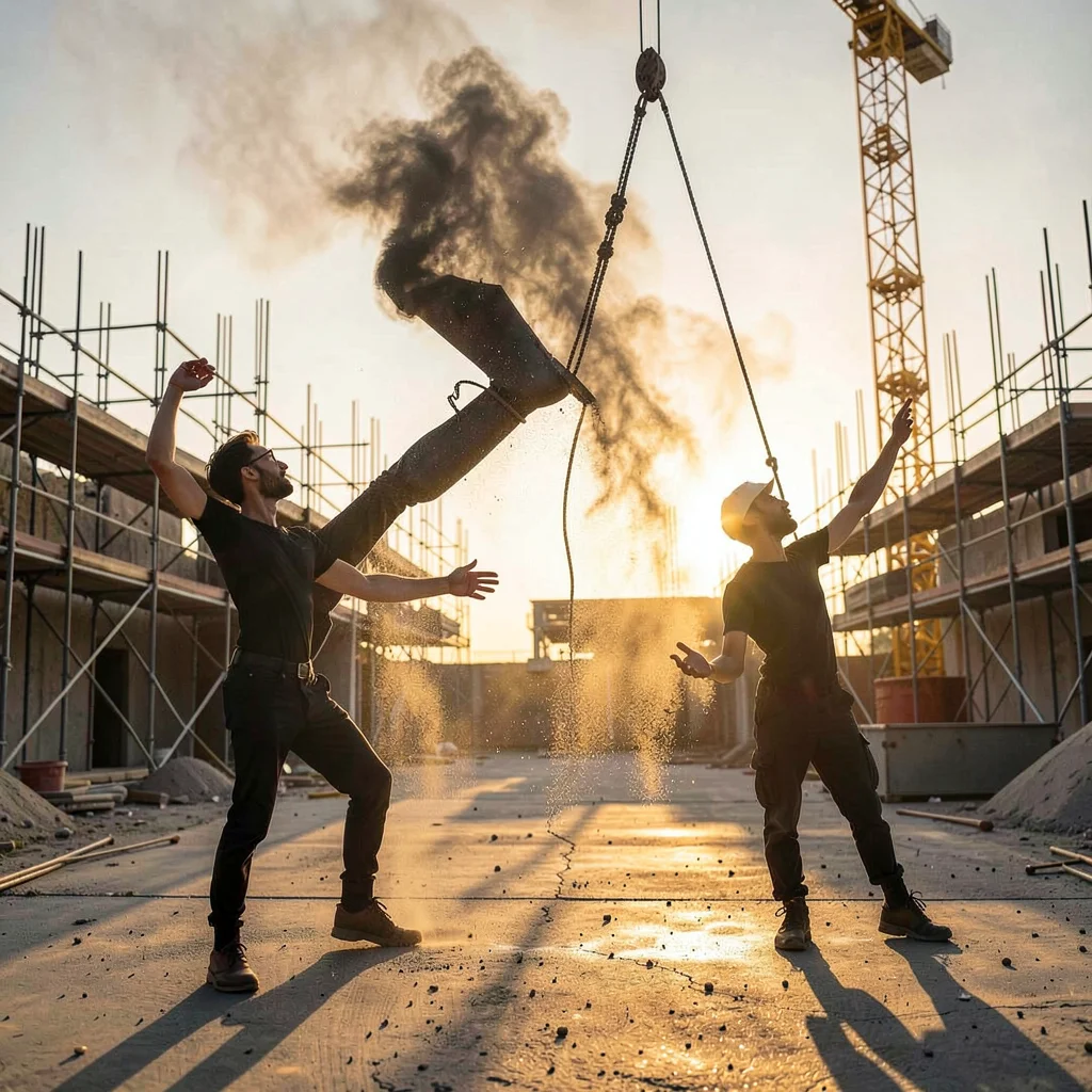 Dust Curtain — Cement Cloud in Golden Light