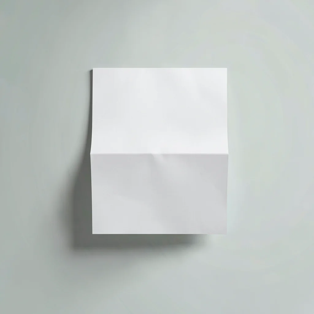 Vertical pitch-deck cover mockup floating like a folded pamphlet on a soft sage 