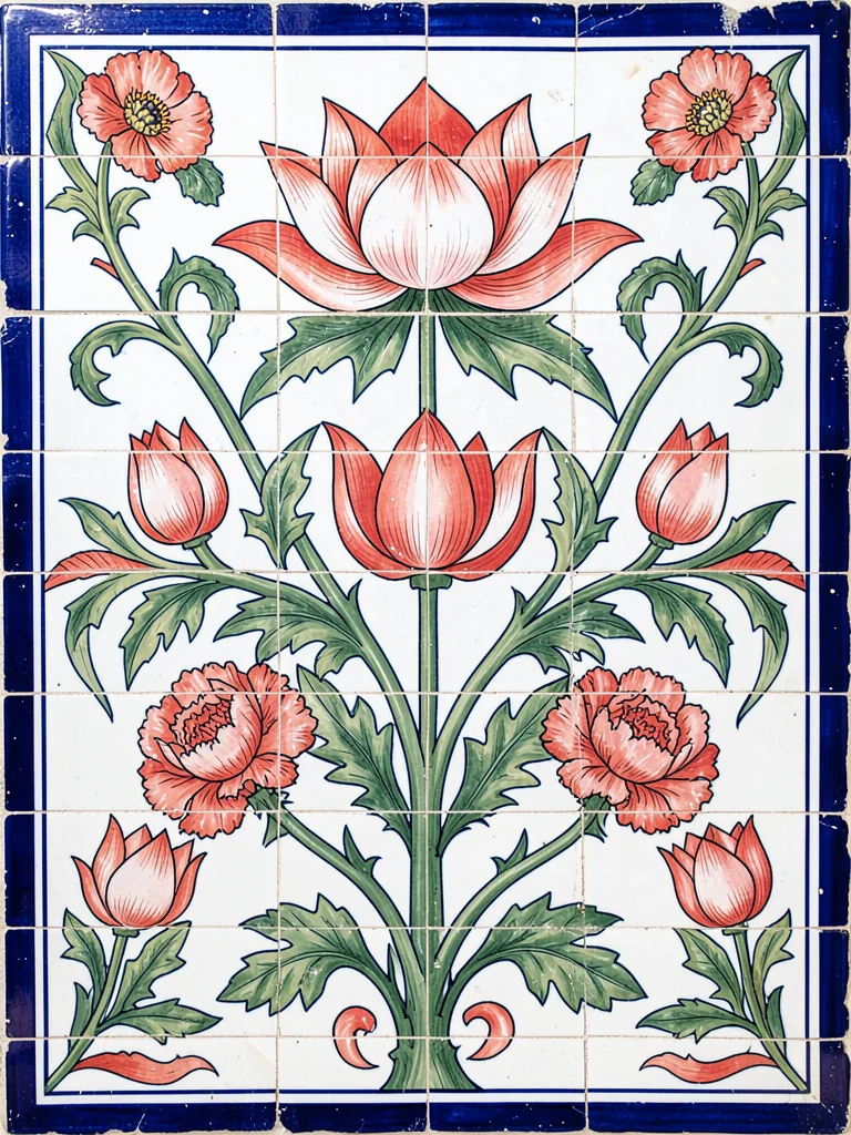Lotus and tulip combination panel — the lotus borrowed into Ottoman vocabulary