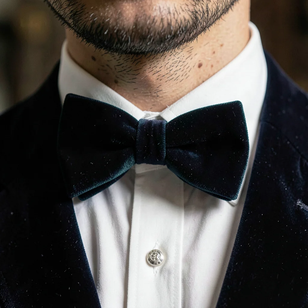 Velvet bow tie close-up, formal occasion textile, neckwear luxury