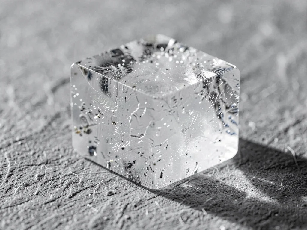 Salt crystal cube showing perfect edges