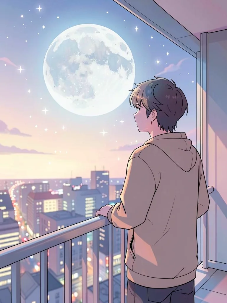 Balcony moon gazing