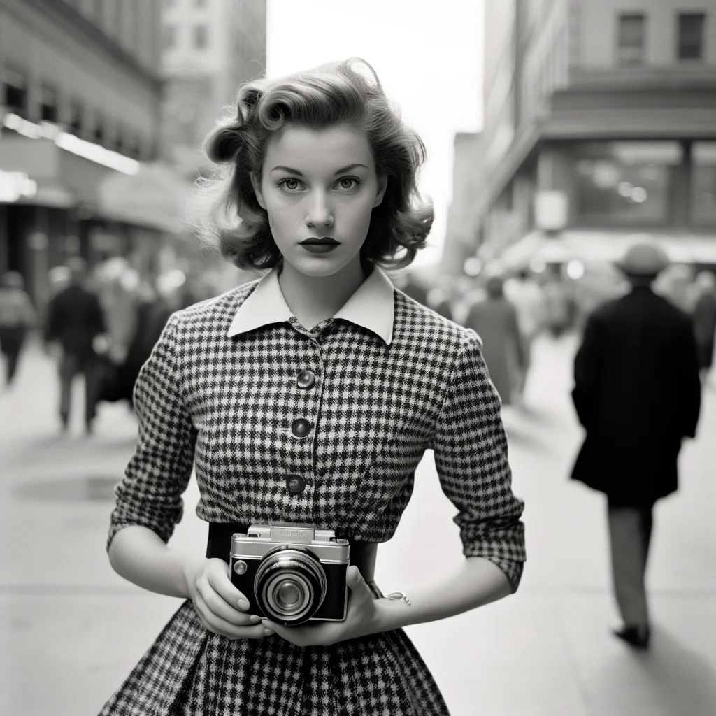 Street photo in the style of Vivian Maier Evoking Mai