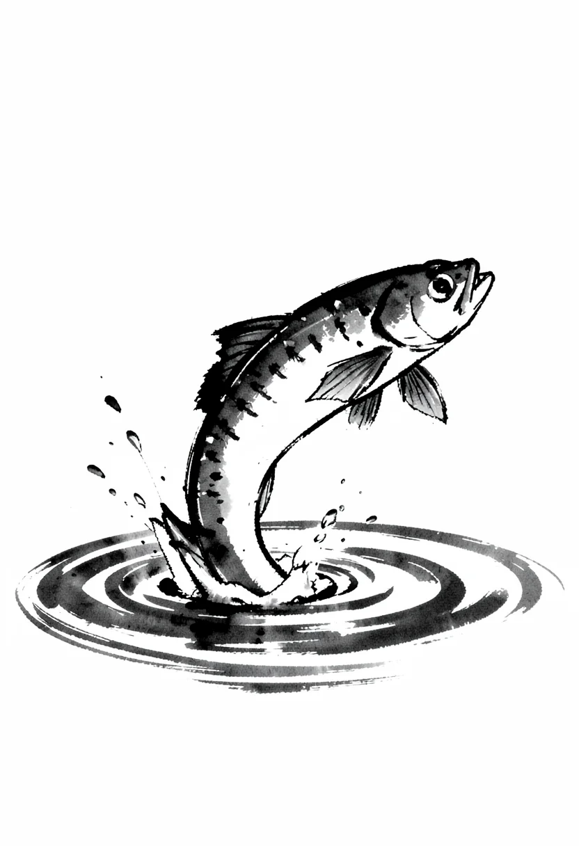 Leaping fish single stroke