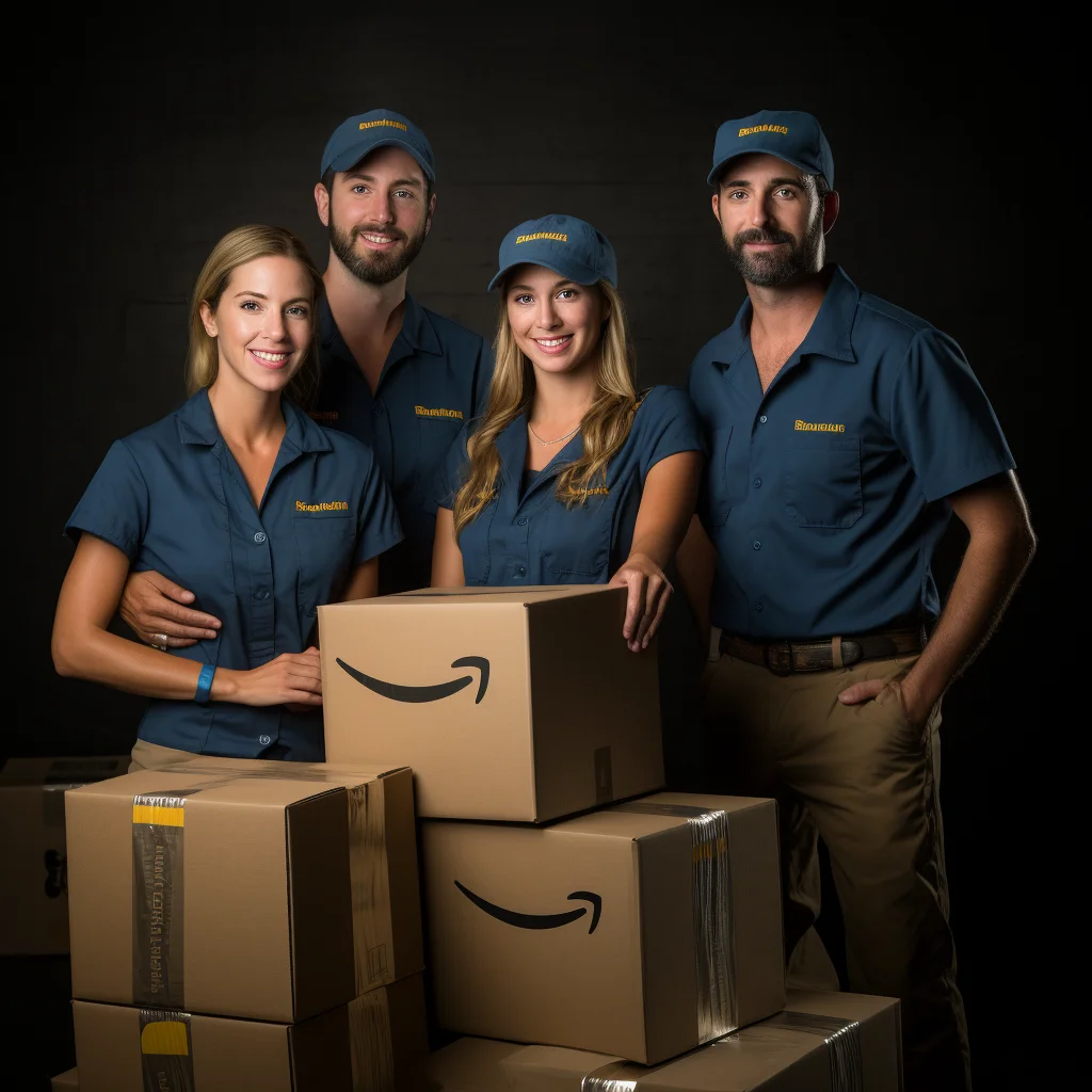 Akward family photo delivery worker family amazon