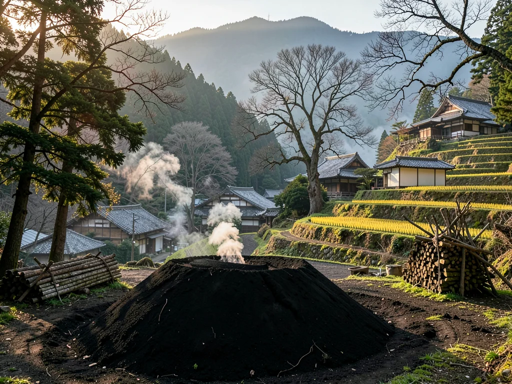 Charcoal Kiln Smoke in Mountain Clearing