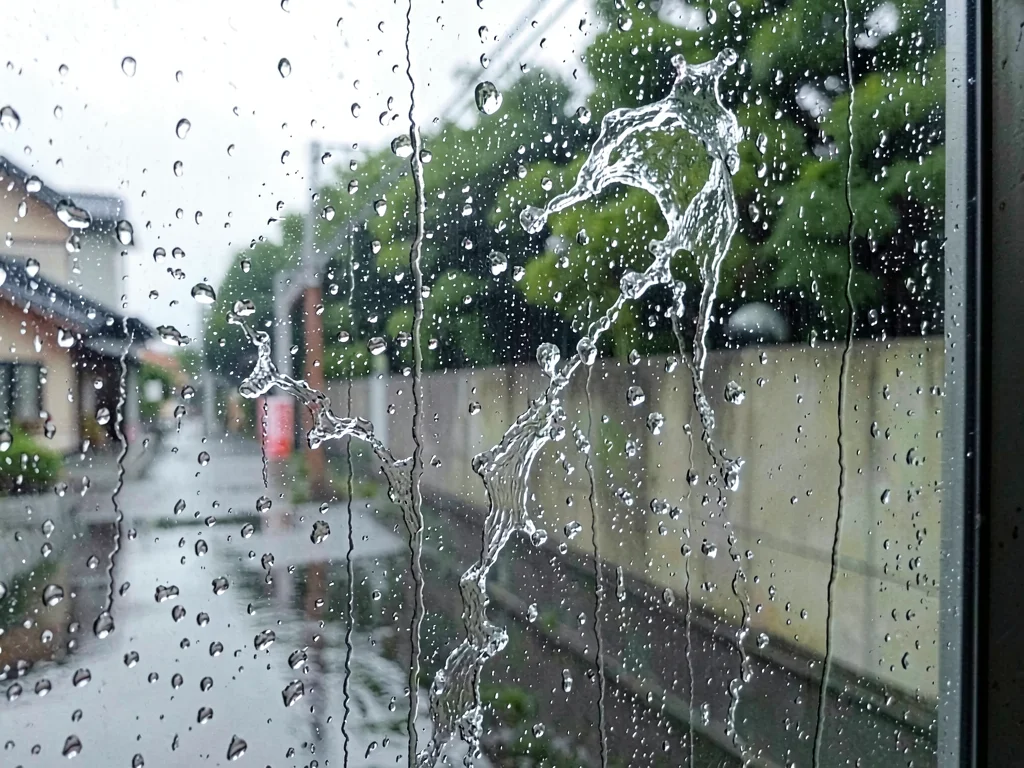Drop running down window glass