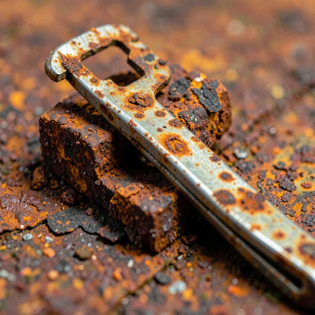 Vintage razor with rust spots, personal care entropy