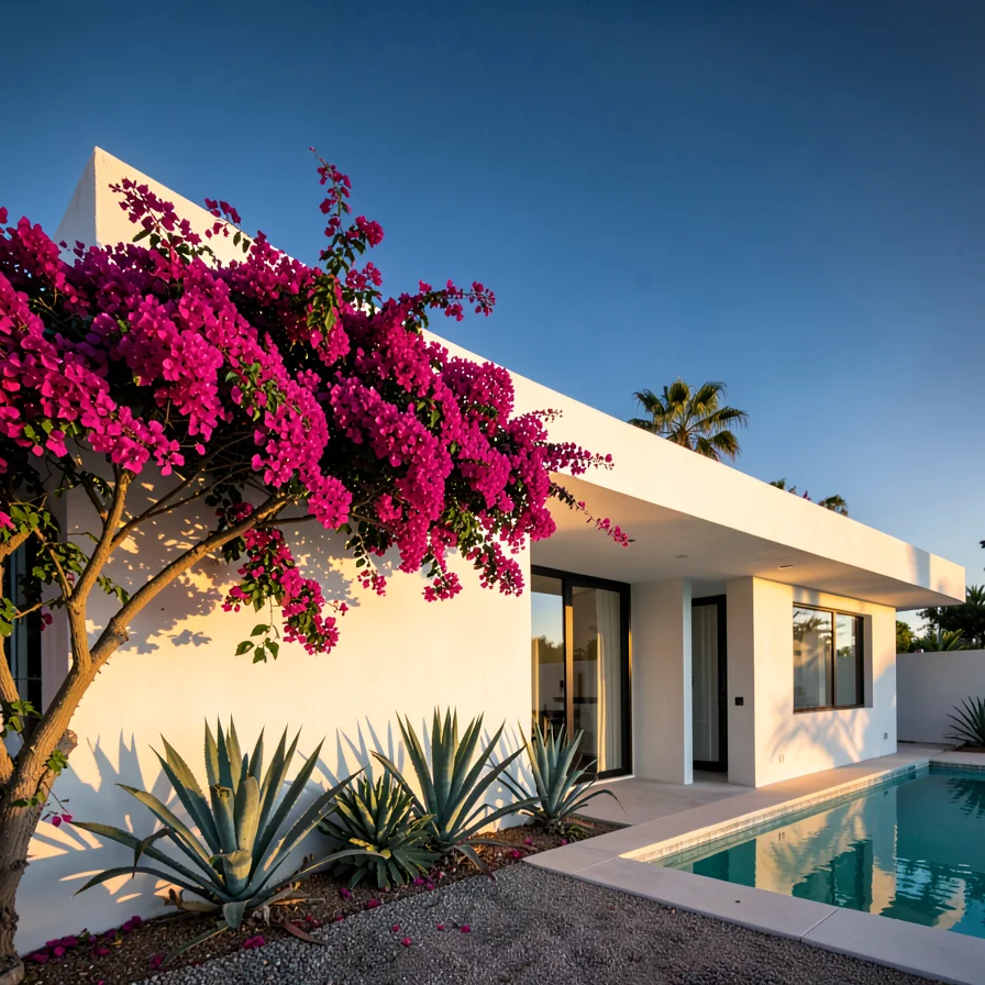 Bougainvillea Over Flat Parapet