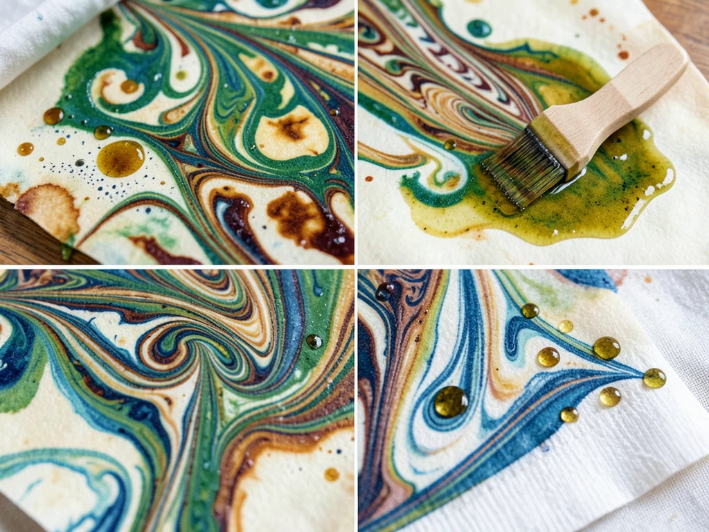 Ebru on fabric, marbling pattern transferred to silk, colors slightly diffused b