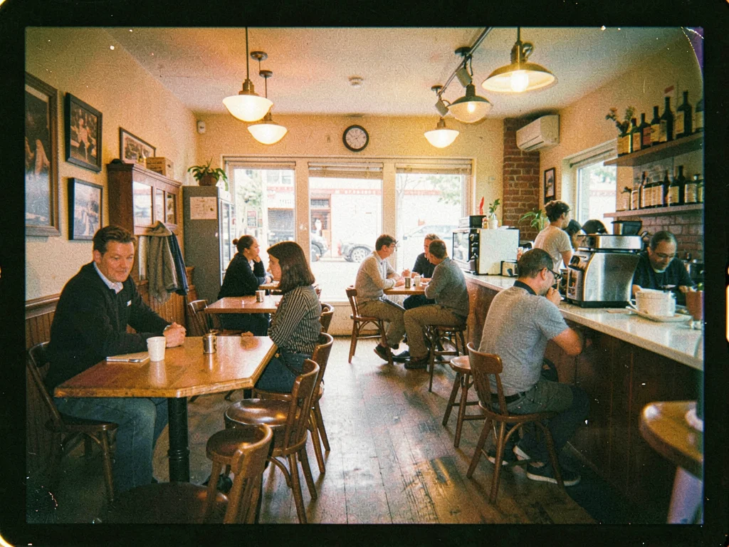 Cafe interior with tungsten shift enhanced
