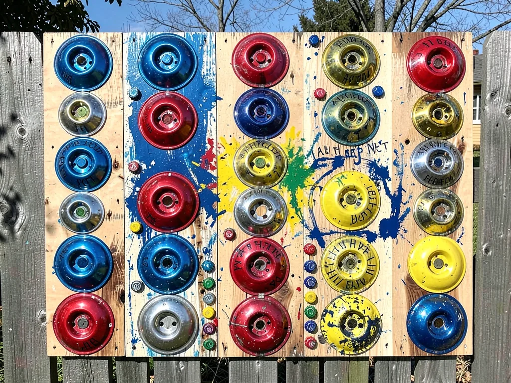 Hubcap Fence Mosaic