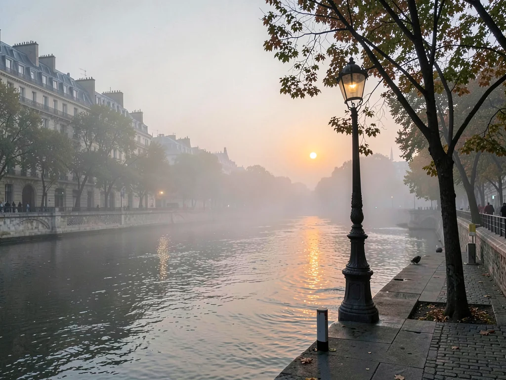 Lamp post and tree as fog companions