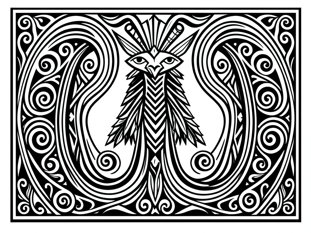 Potlatch screen panel — full rectangular composition with central crest creature