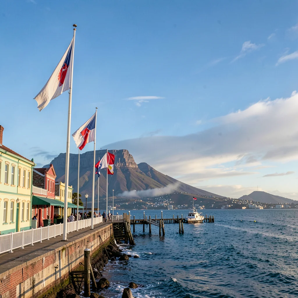 Cape Town southeaster wind shaping the scene, V and A Waterfront with wind-stret