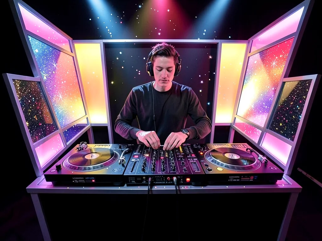 Disco seventies DJ booth