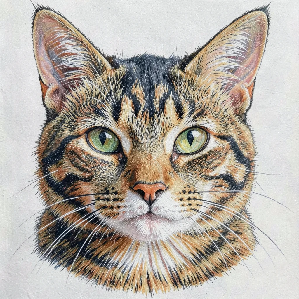Tabby cat face with detailed fur