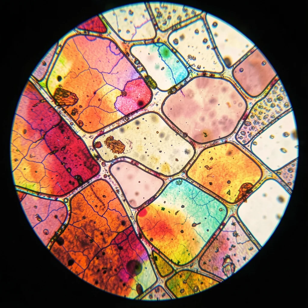 Copper alloy grain structure after acid etch — irregular grain boundaries dividi