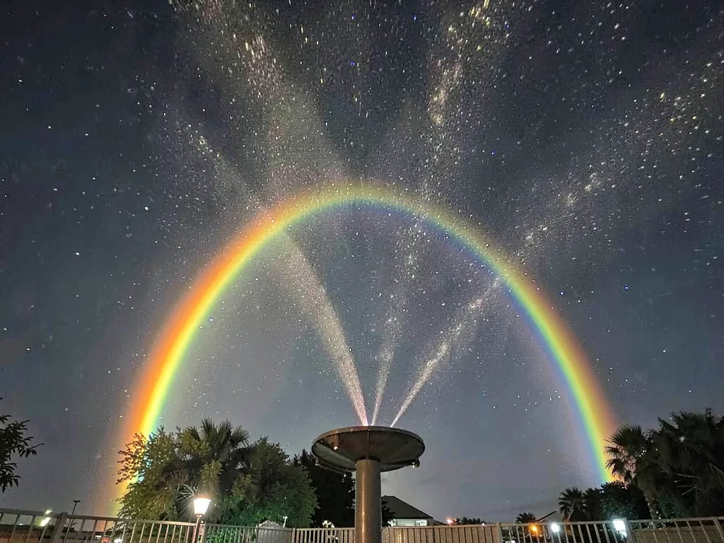 Sprinkler rainbow backlit