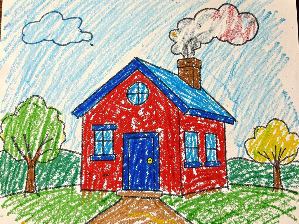 Red house with blue door