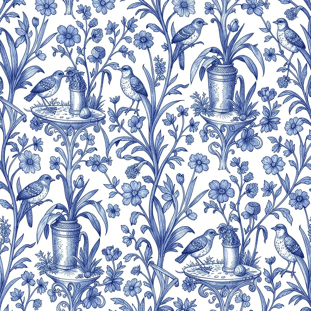 Toile pastoral blue white