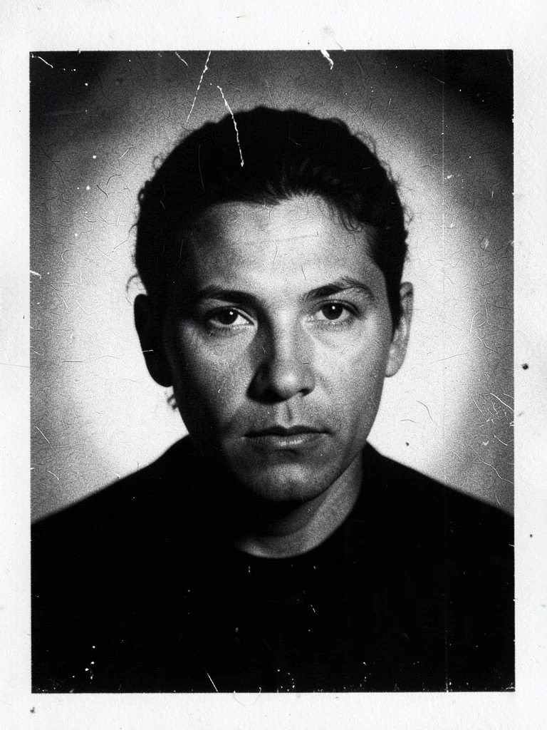 A tissue print: a portrait on very thin paper, the paper fiber visible, transluc