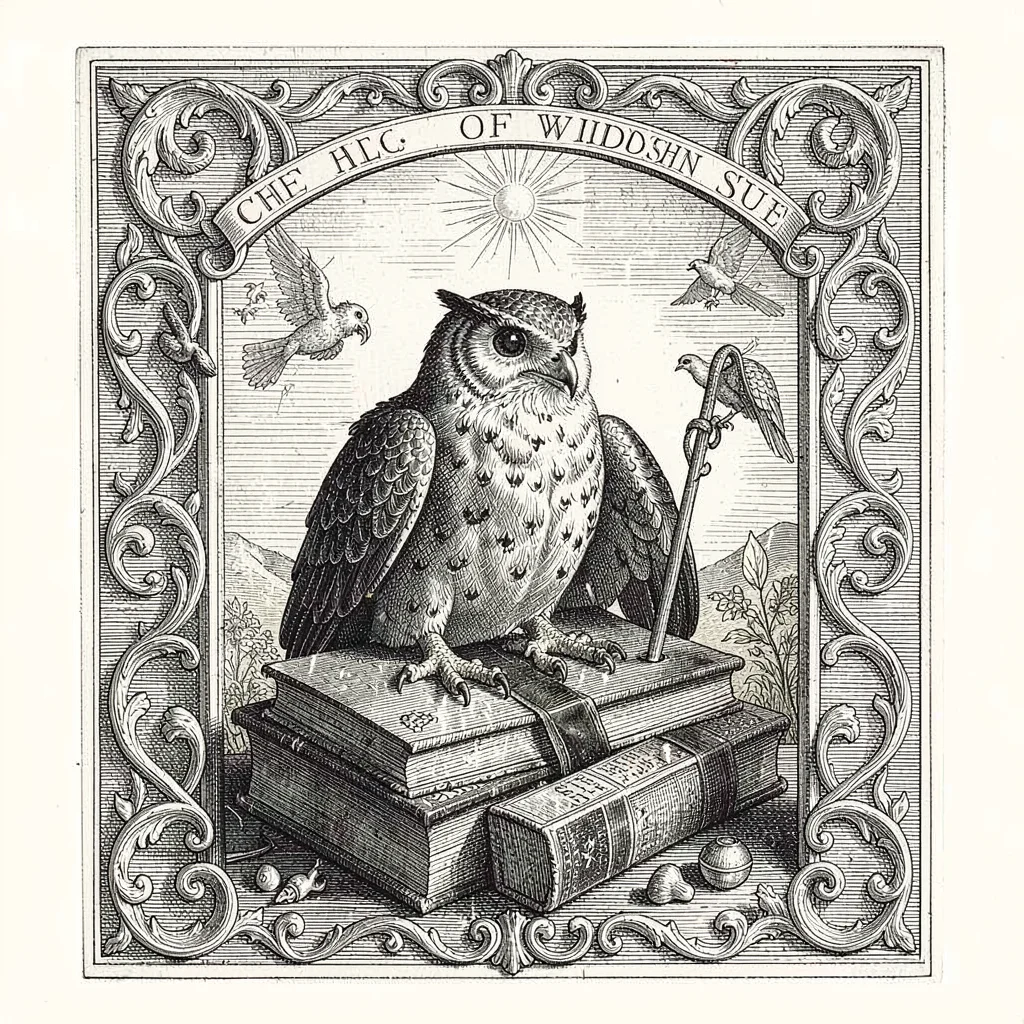 Allegory of wisdom with owl and books