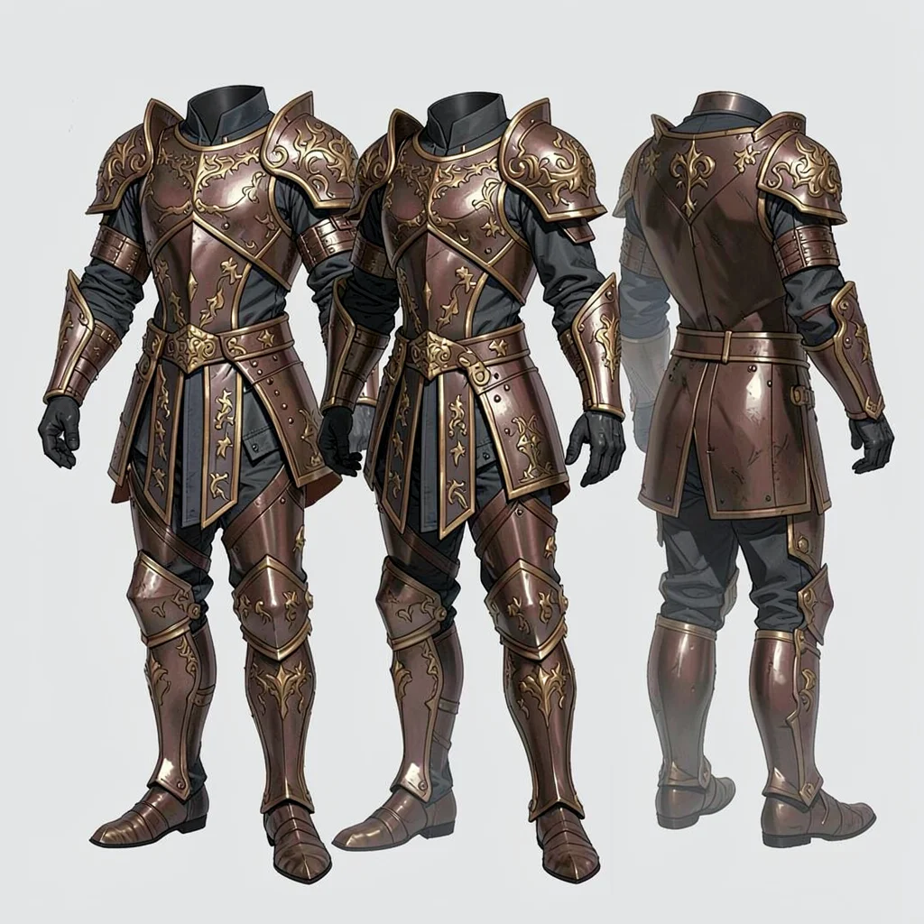 Fantasy armor illustration, a ceremonial armor set for royal guard with elaborat