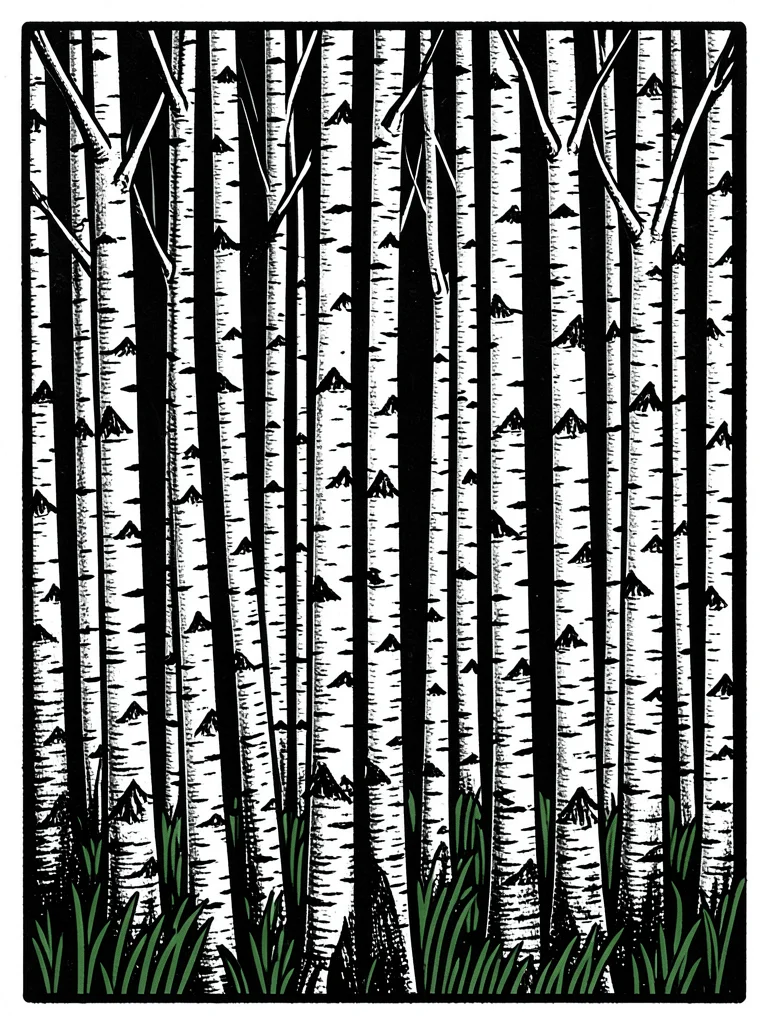 Birch tree forest