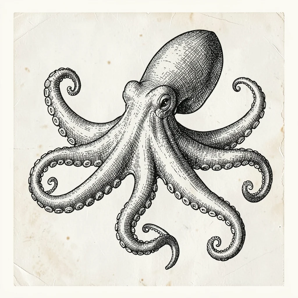 Scrimshaw octopus