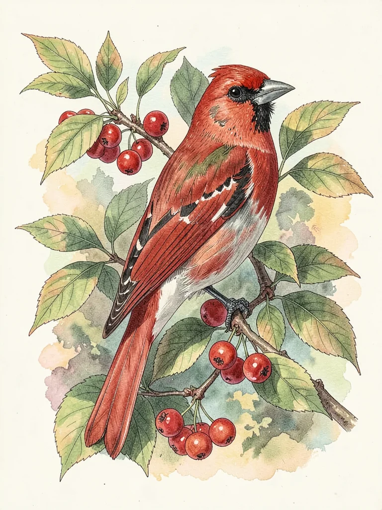 Northern cardinal Audubon-style plate