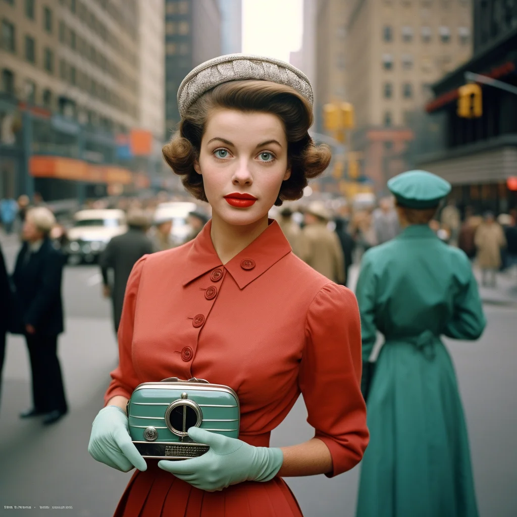 Color Street photo in the style of Vivian Maier Evoki