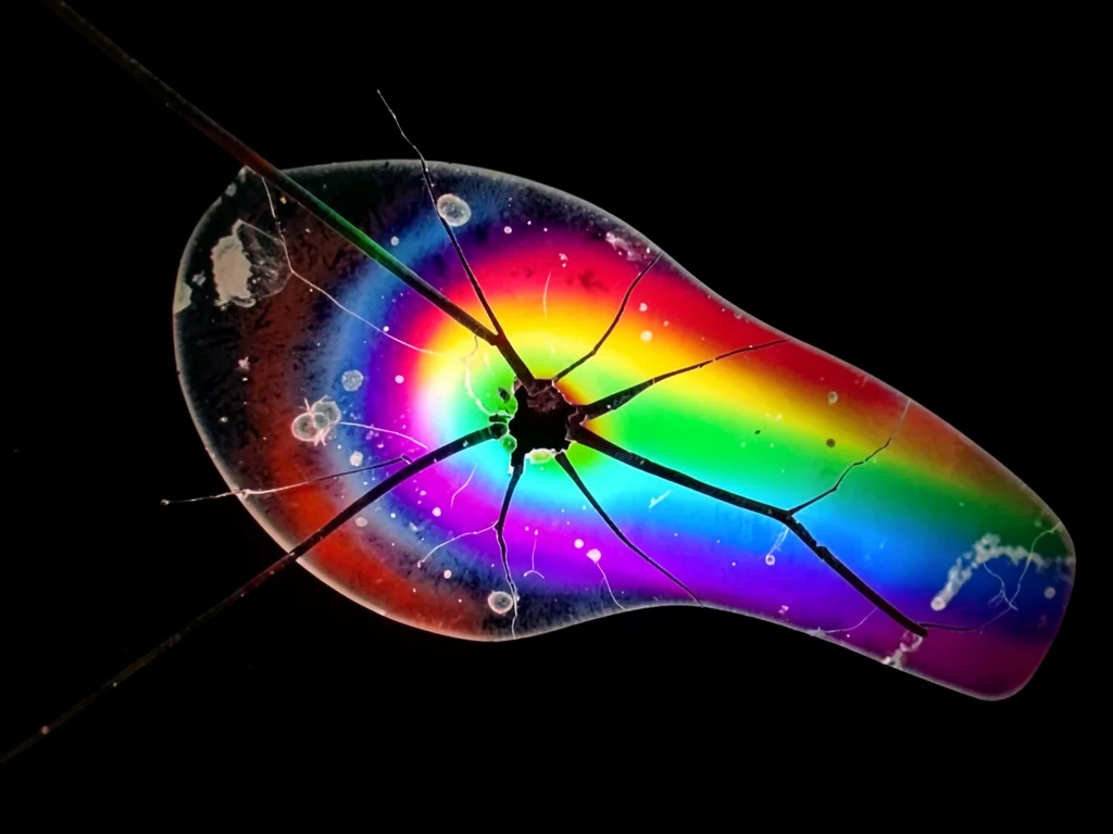 Crack tip stress showing rainbow concentration