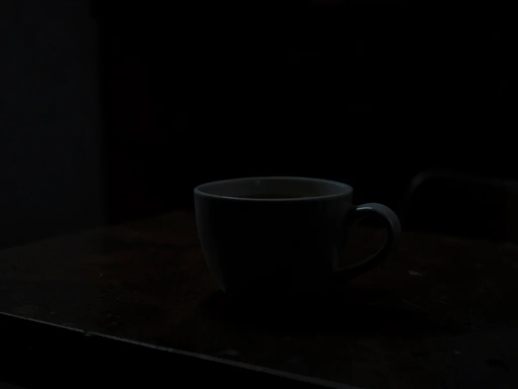Cup on table minimal light