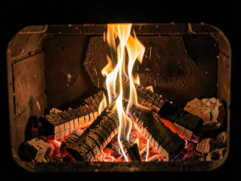 Coal bed seen through fire grate